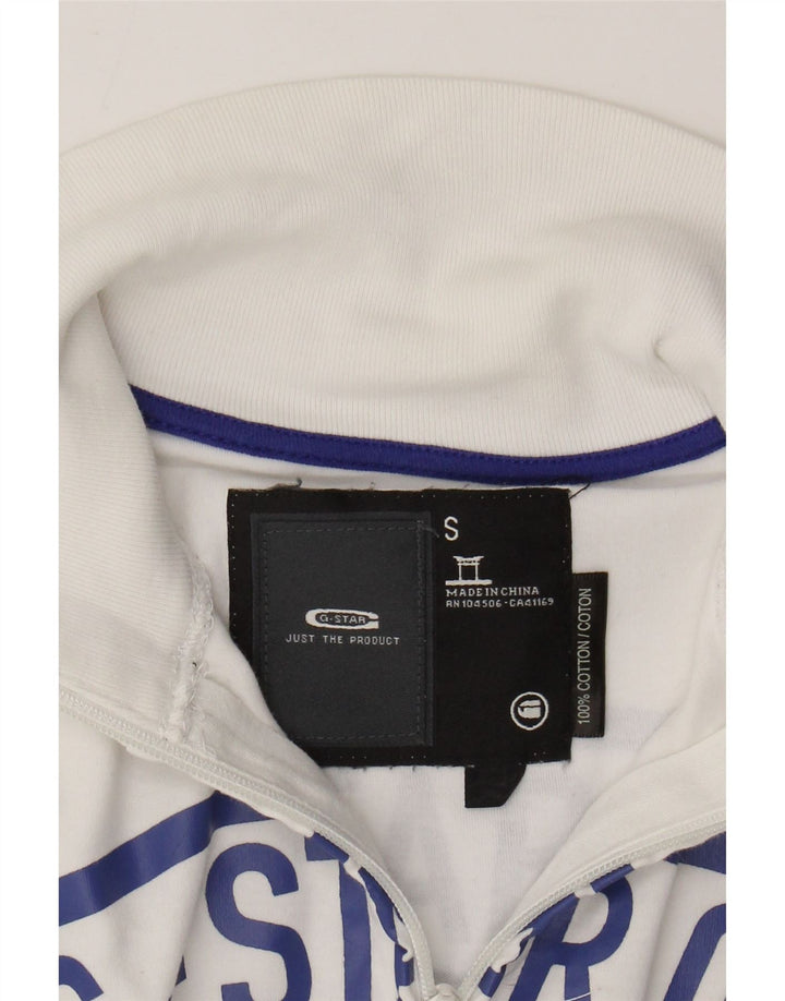 G-STAR Chaqueta superior de chándal con gráfico para mujer UK 10 Small White Cotton