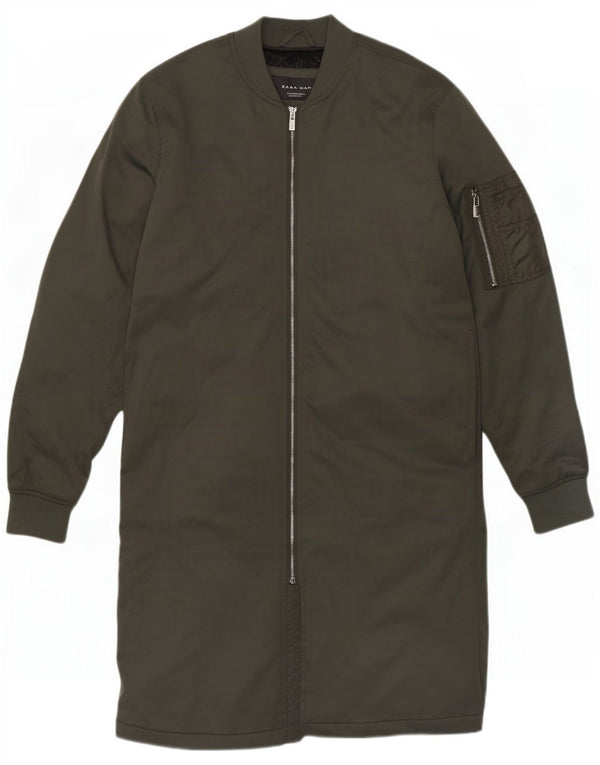 Zara Hombre Abrigo UK 36 Small Caqui Poliéster