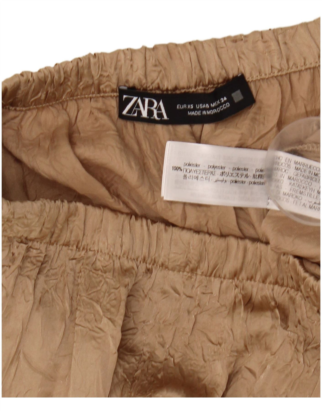 Zara Mujer Pantalón Cullotes XS W24 L31 Beige Poliéster