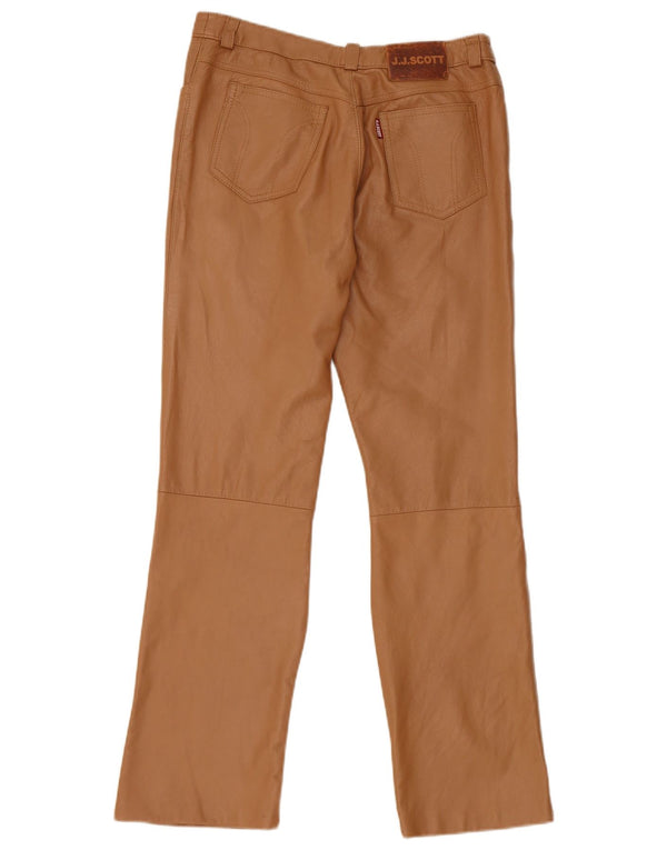 Pantalones rectos de cuero para mujer J.J.Scott W28 L27 Marrón