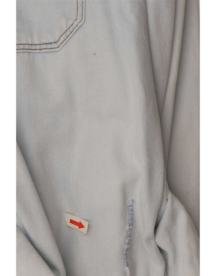 Camisa vaquera uniforme para hombre, talla grande, azul