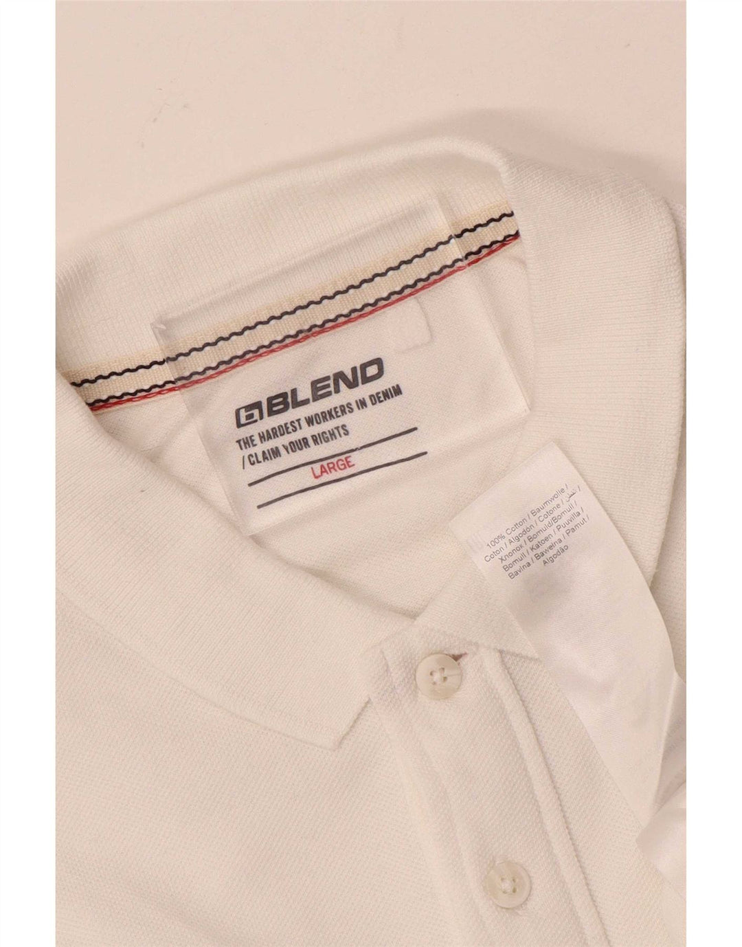Blend Polo para hombre de algodón a rayas blancas grandes