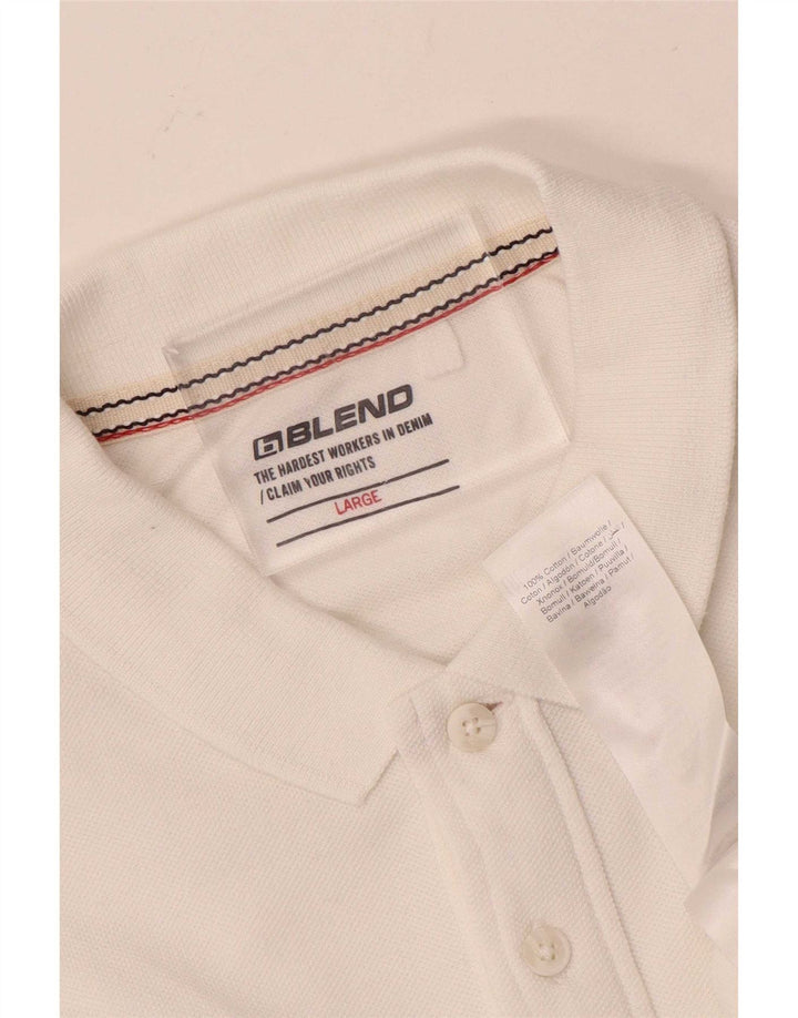 Blend Polo para hombre de algodón a rayas blancas grandes
