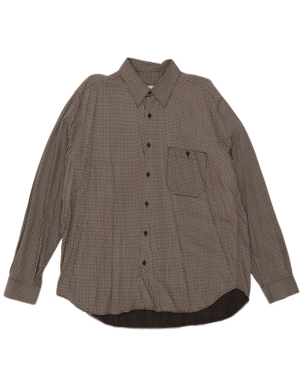 Camisa vintage para hombre Viscosa de pata de gallo gris grande