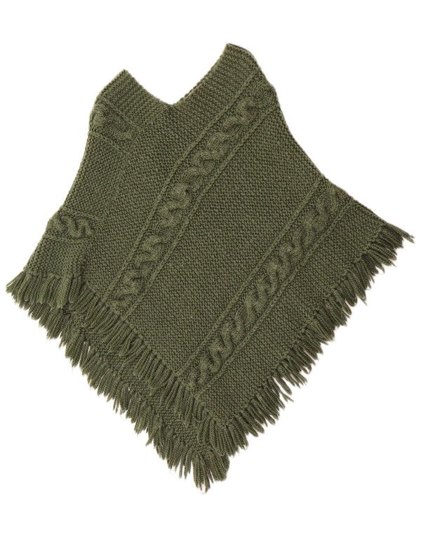 Vintage Womens Poncho Jumper UK 12 Medium Green