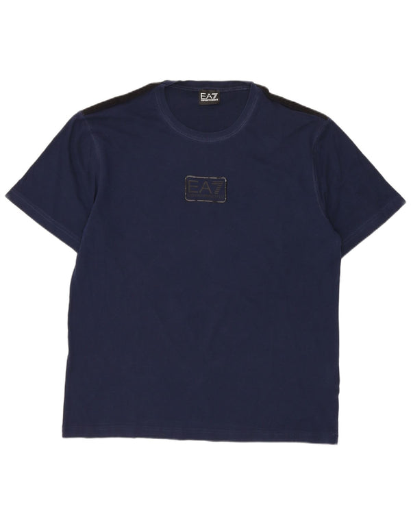 Emporio Armani Camiseta gráfica para mujer Top UK 46 Grande Algodón azul marino