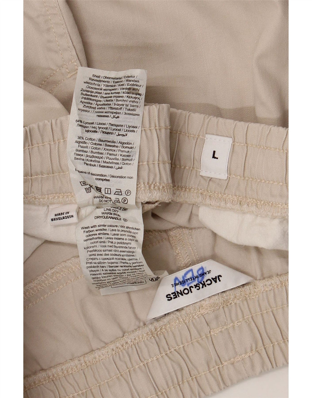 JACK & JONES Pantalones cortos casuales para hombre Large W32 Beige Lyocell