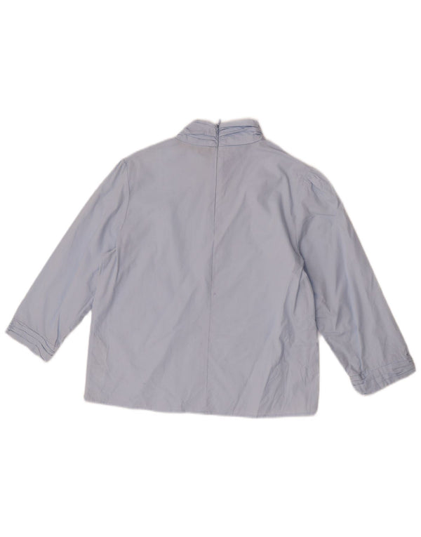 Zara Mujer Blusa Manga 3/4 Top UK 44 Algodón Azul Medio