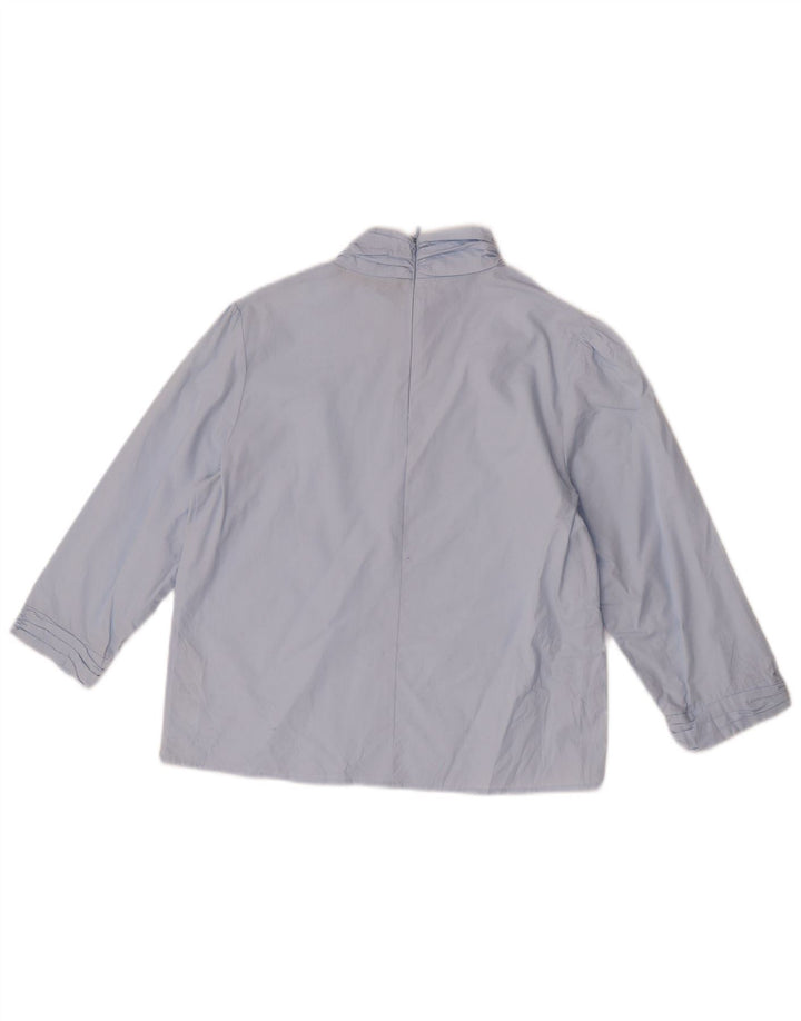 Zara Mujer Blusa Manga 3/4 Top UK 44 Algodón Azul Medio