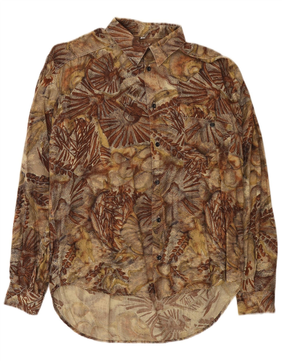 Camisa vintage para hombre Viscosa floral marrón medio