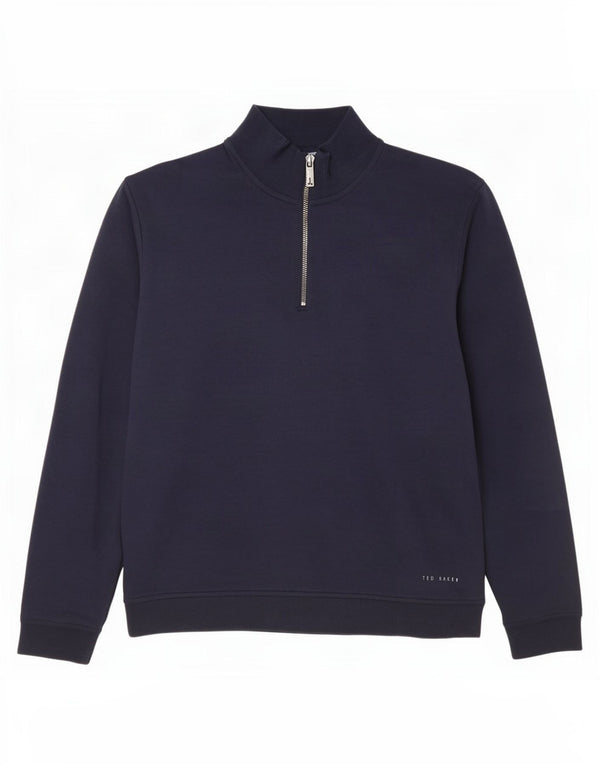 Ted Baker - Sudadera con cuello y cremallera para hombre, talla 3, algodón azul marino mediano