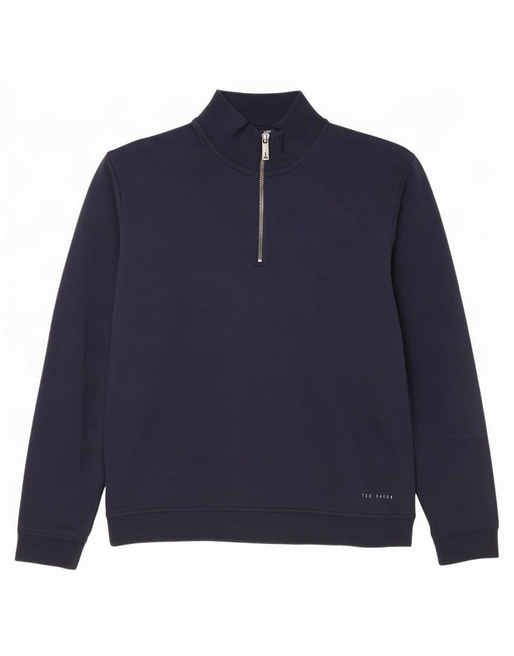 Ted Baker - Sudadera con cuello y cremallera para hombre, talla 3, algodón azul marino mediano