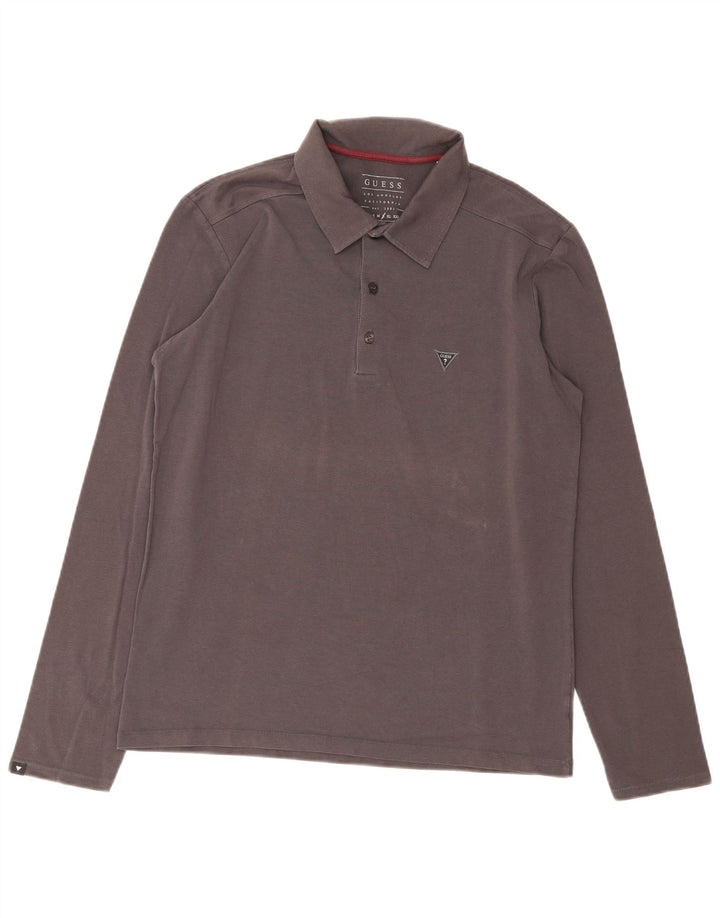 Guess Polo de Manga Larga Extra Slim Fit para Hombre Gris Grande