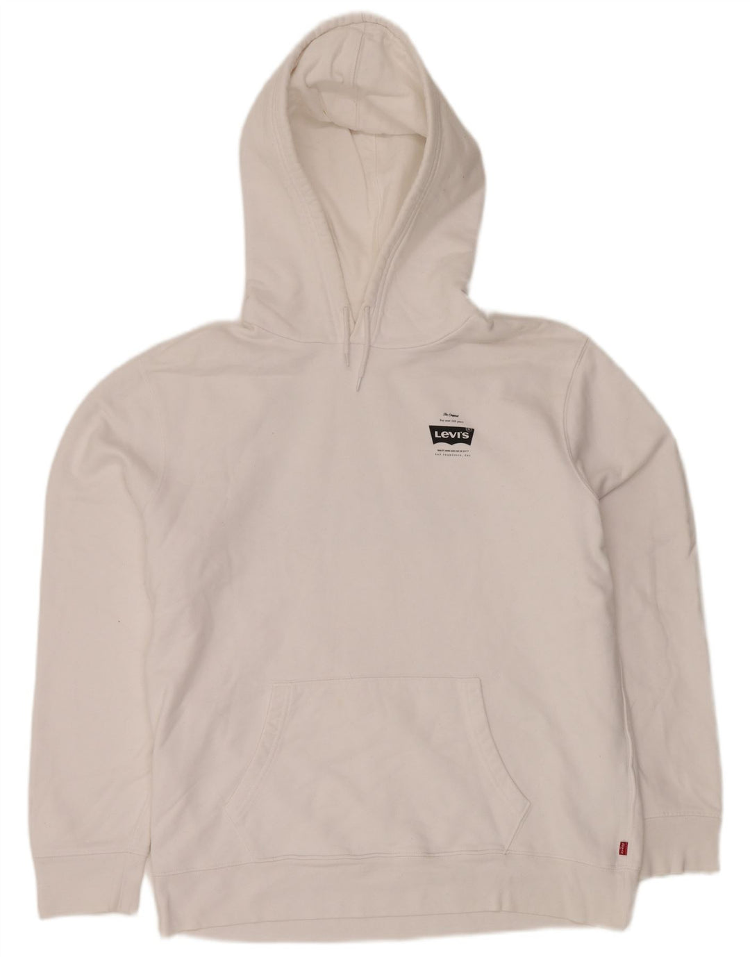 LEVI'S Jersey con capucha gráfica para hombre, tamaño grande, algodón blanco