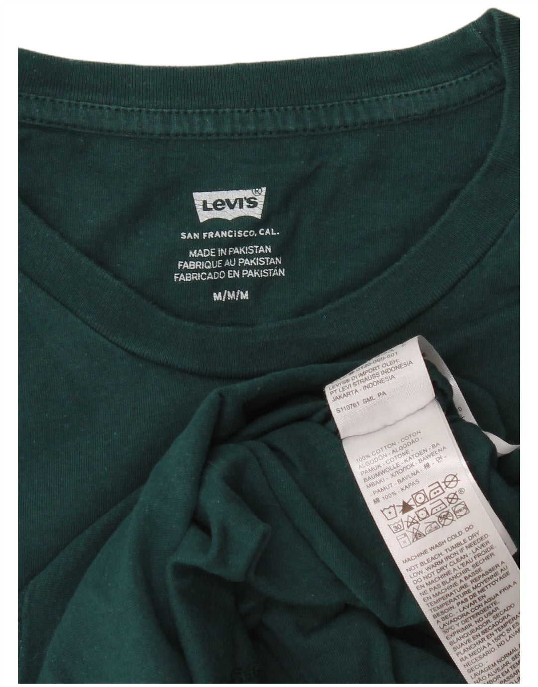 Levi's Hombre Camiseta Gráfica Top Algodón Verde Medio