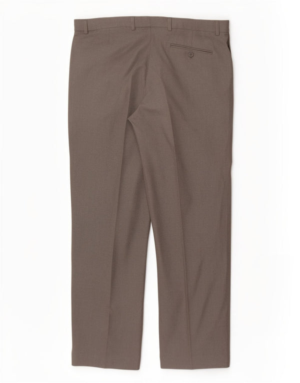 Marks & Spencer Pantalón de traje con pinzas para hombre W36 L31 Poliéster gris