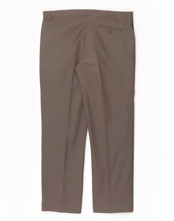 Marks & Spencer Pantalón de traje con pinzas para hombre W36 L31 Poliéster gris