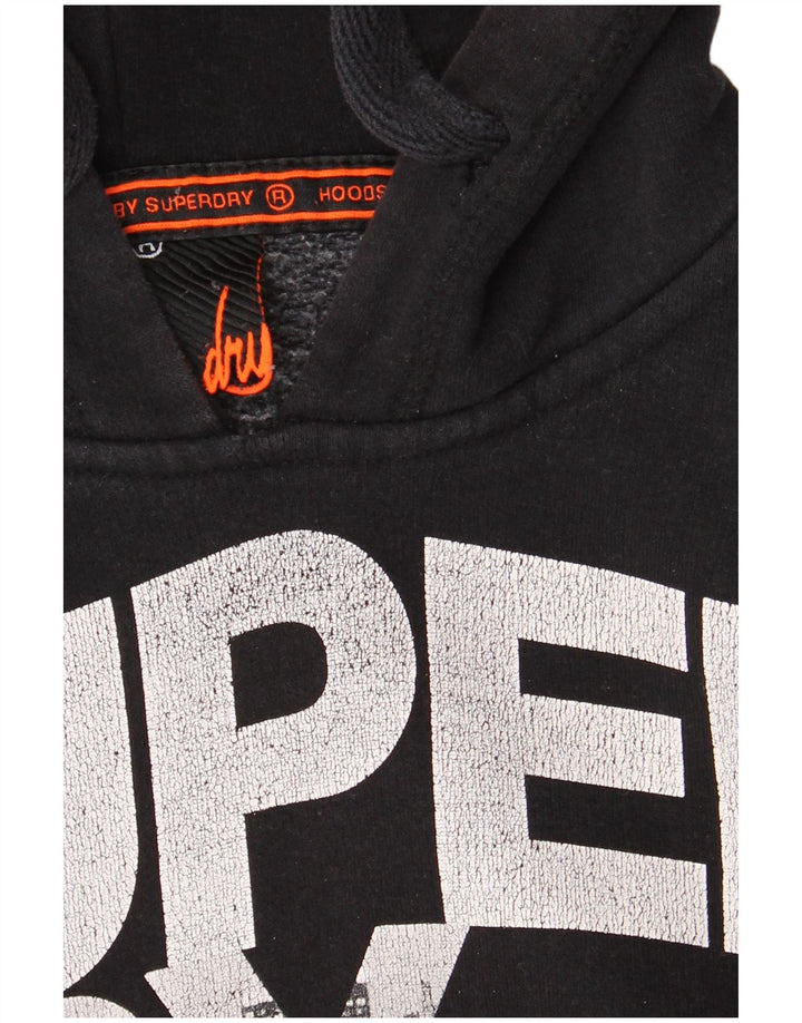 Superdry Jersey con capucha gráfica de algodón negro mediano para hombre
