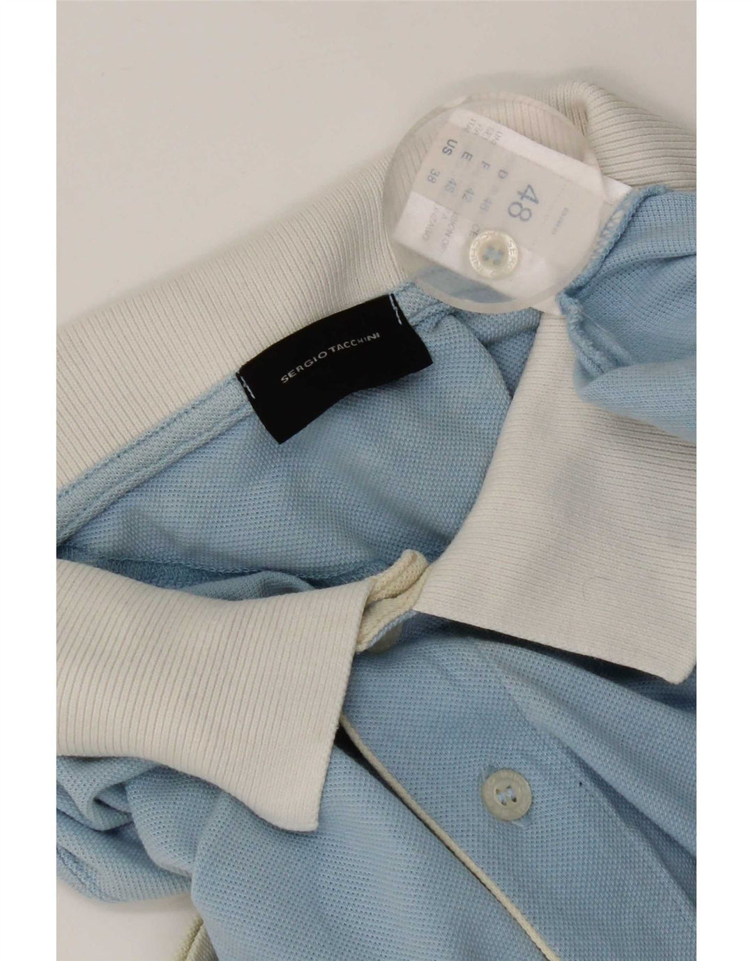 Sergio Tacchini Polo para hombre IT 48 Algodón color block azul medio