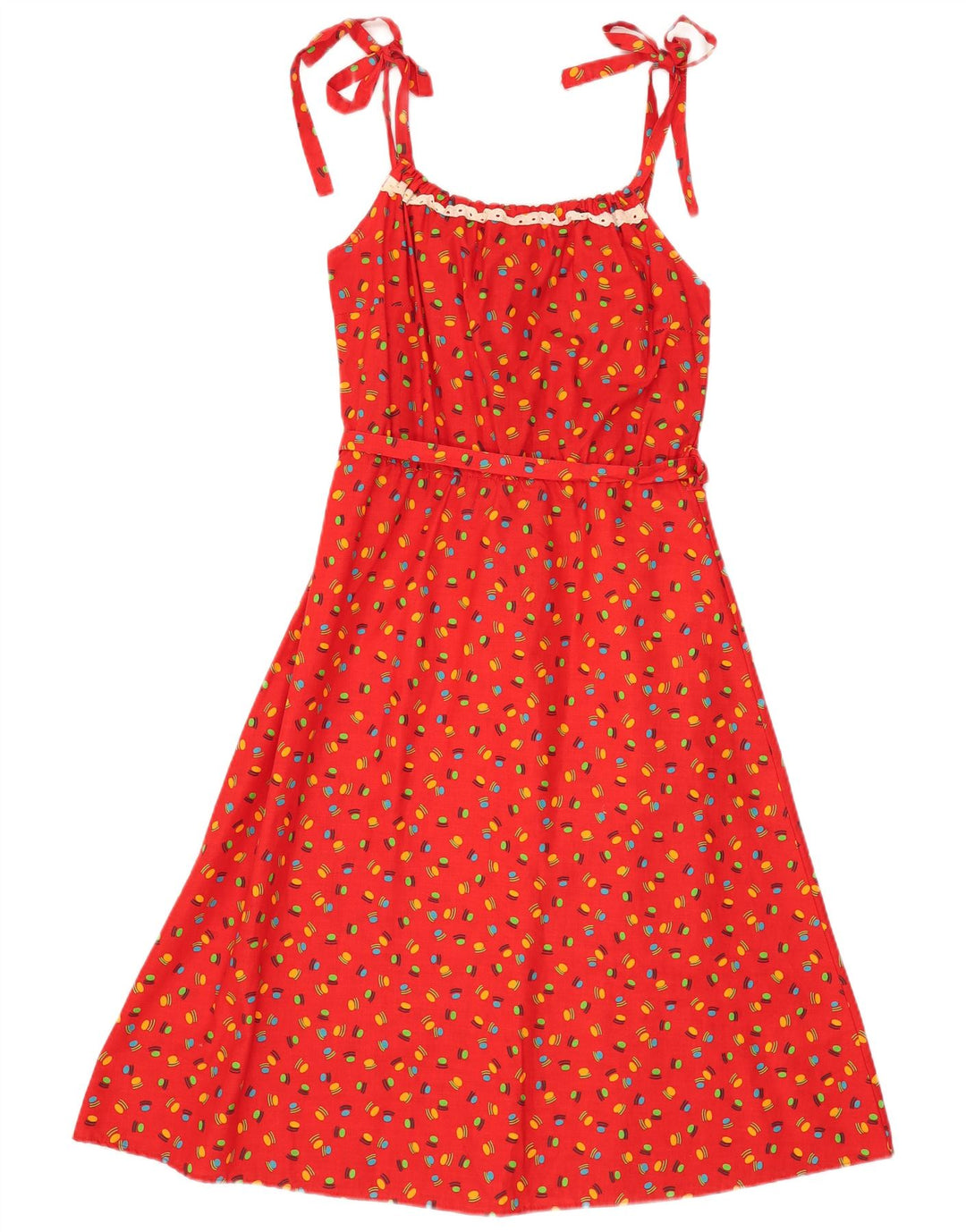 Vestido lencero vintage con patrón abstracto para mujer IT 44 Rojo medio