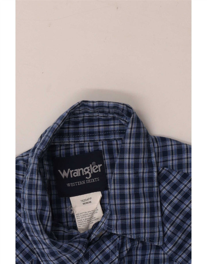Wrangler Hombre Camisa De Manga Corta De Algodón A Cuadros Azul Marino Medio