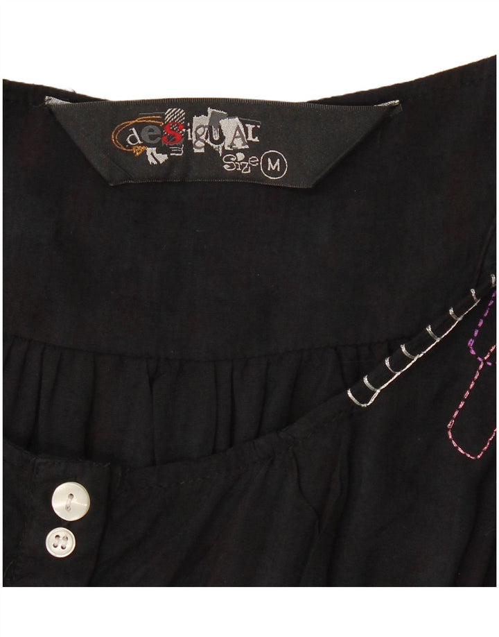 DESIGUAL Womens Blouse Top UK 12 Medium Black Colourblock