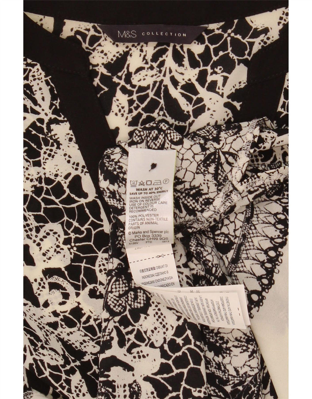 Marks & Spencer Blusa para mujer UK 20 2XL Poliéster floral negro