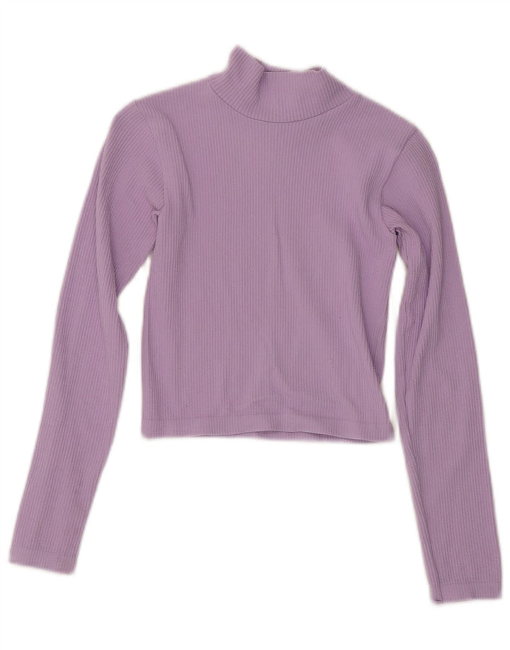 Zara Mujer Crop Top Manga Larga UK 10 Small Púrpura