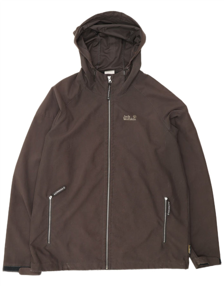 JACK WOLFSKIN Chaqueta impermeable con capucha para hombre UK 48 2XL Negro Poliéster