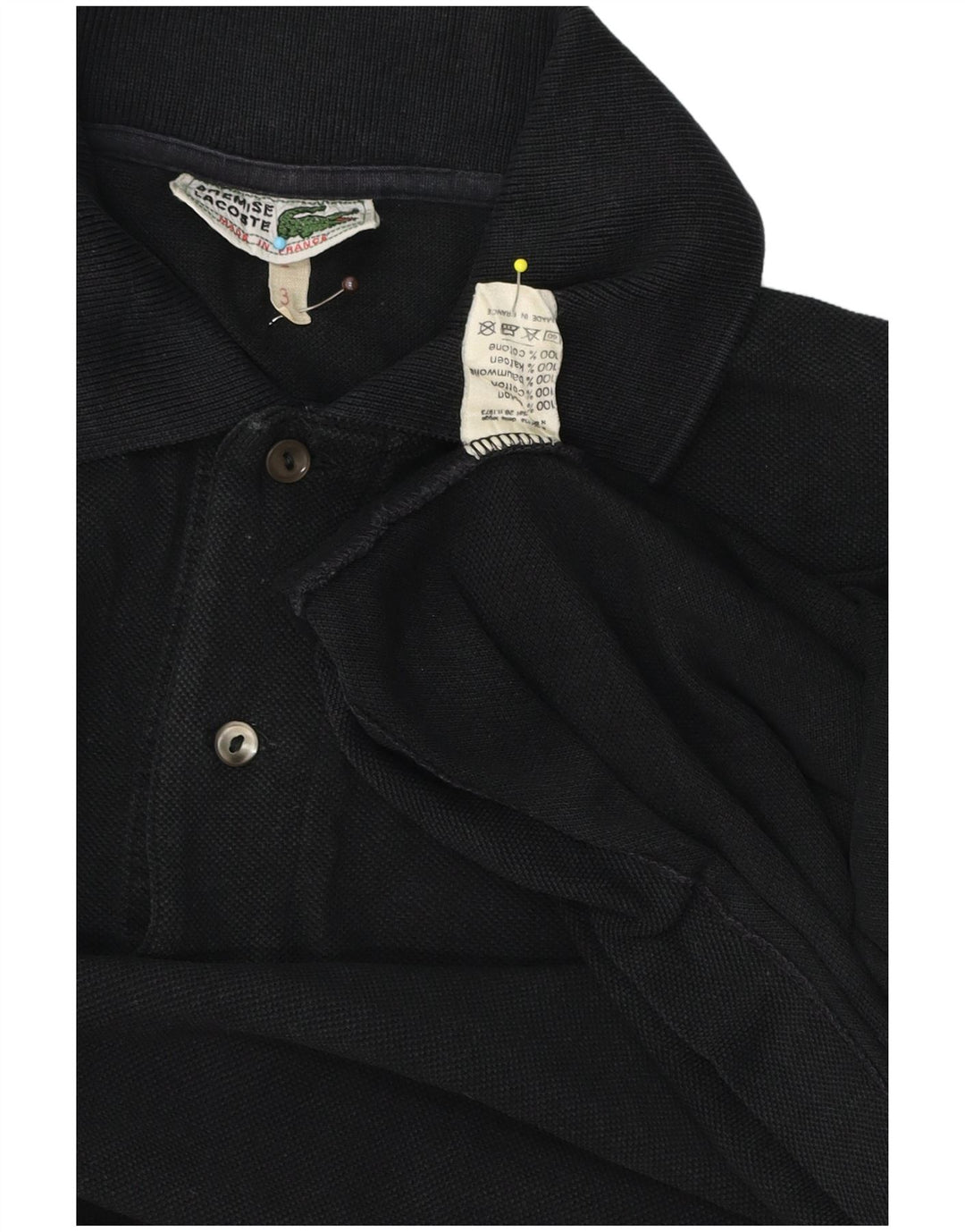 Lacoste Polo para hombre talla 3 pequeño algodón negro