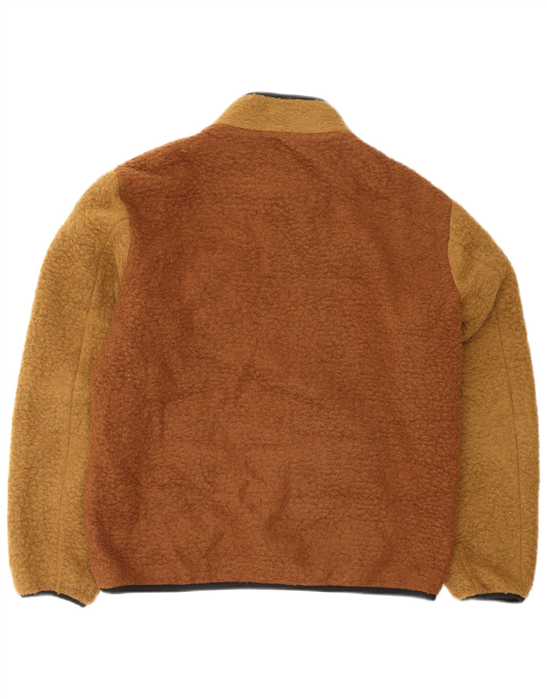 Zara Mens Fleece Jacket UK 40 Large Marrón Colorblock Poliéster
