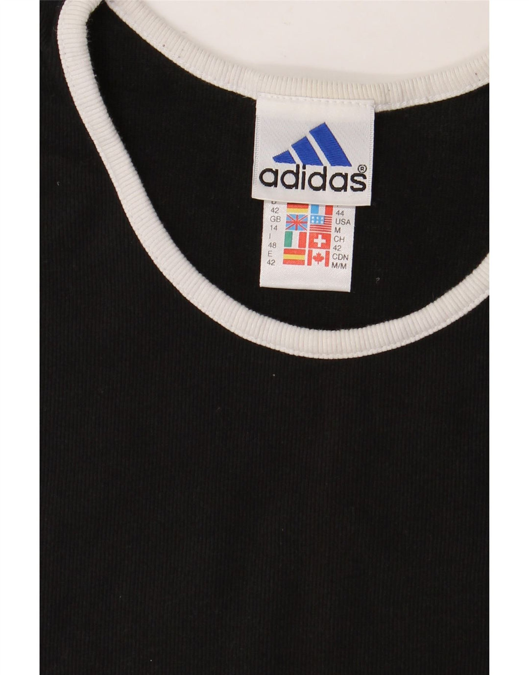ADIDAS Camiseta para mujer Top UK 44 Mediano Negro Algodón