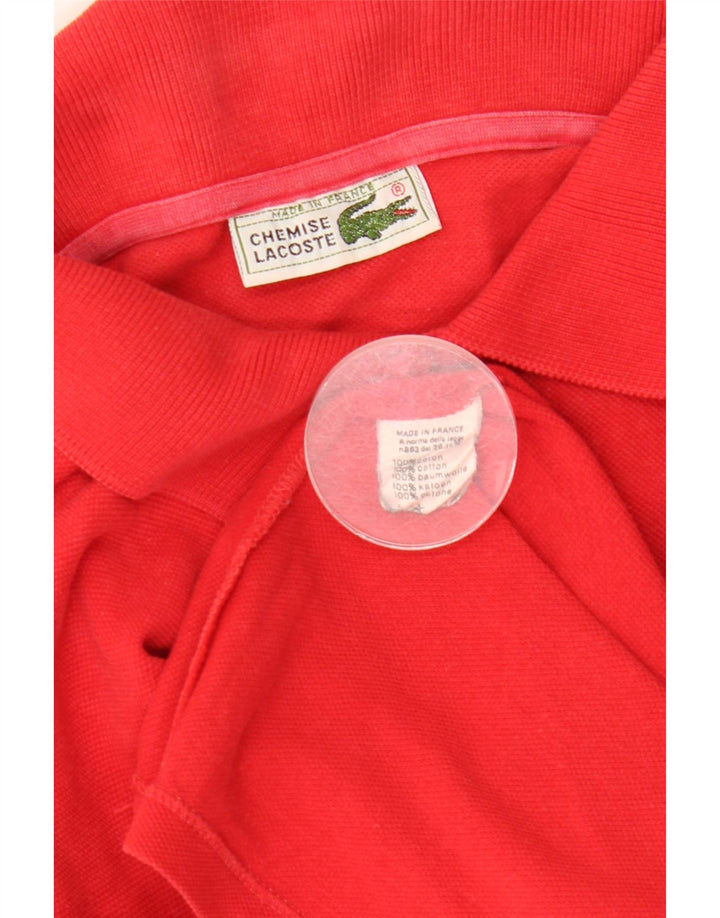 Lacoste Polo de manga larga para hombre talla 4 mediano algodón rojo