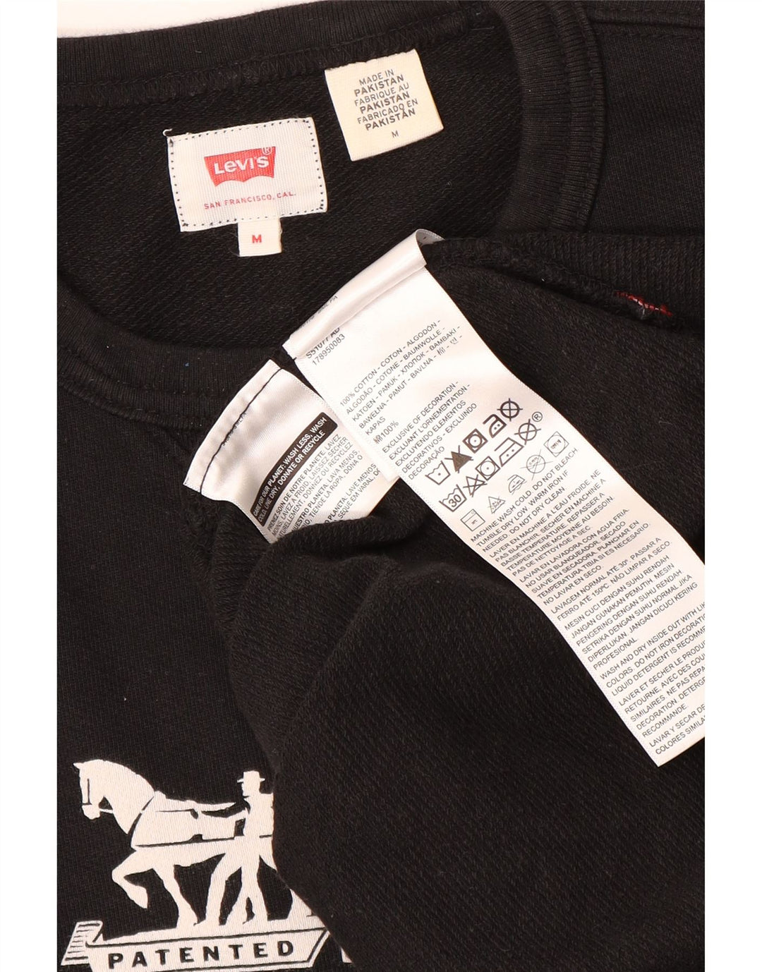 Levi's Hombre Sudadera Gráfica Jumper Algodón Negro Mediano