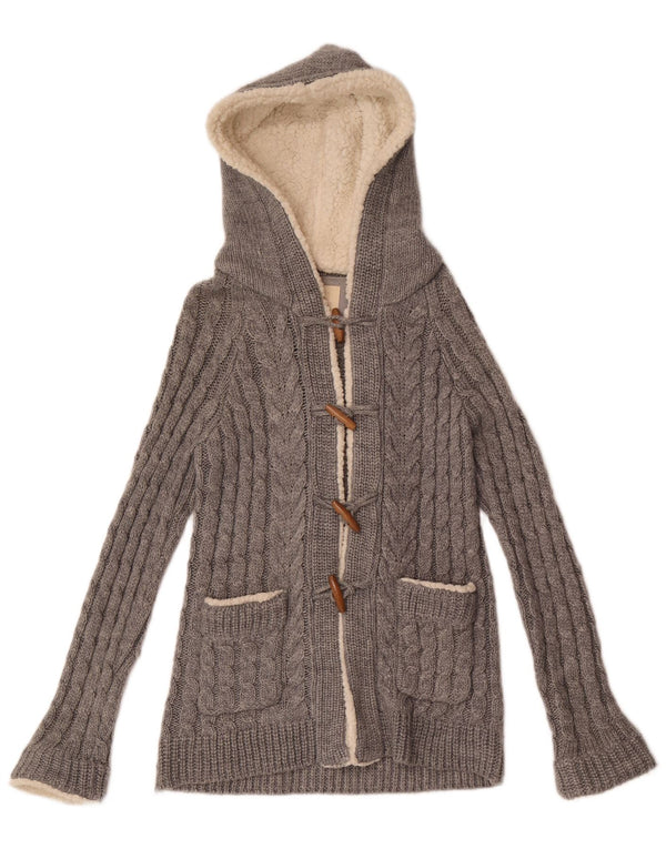 Zara - Jersey con capucha para mujer, talla 10, acrílico gris pequeño