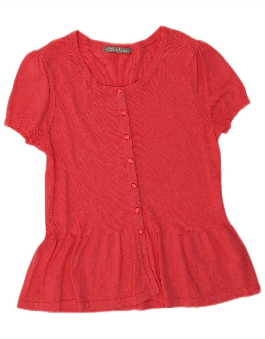MARKS & SPENCER Blusa camisera de manga corta para mujer UK 44 Viscosa rosa mediana