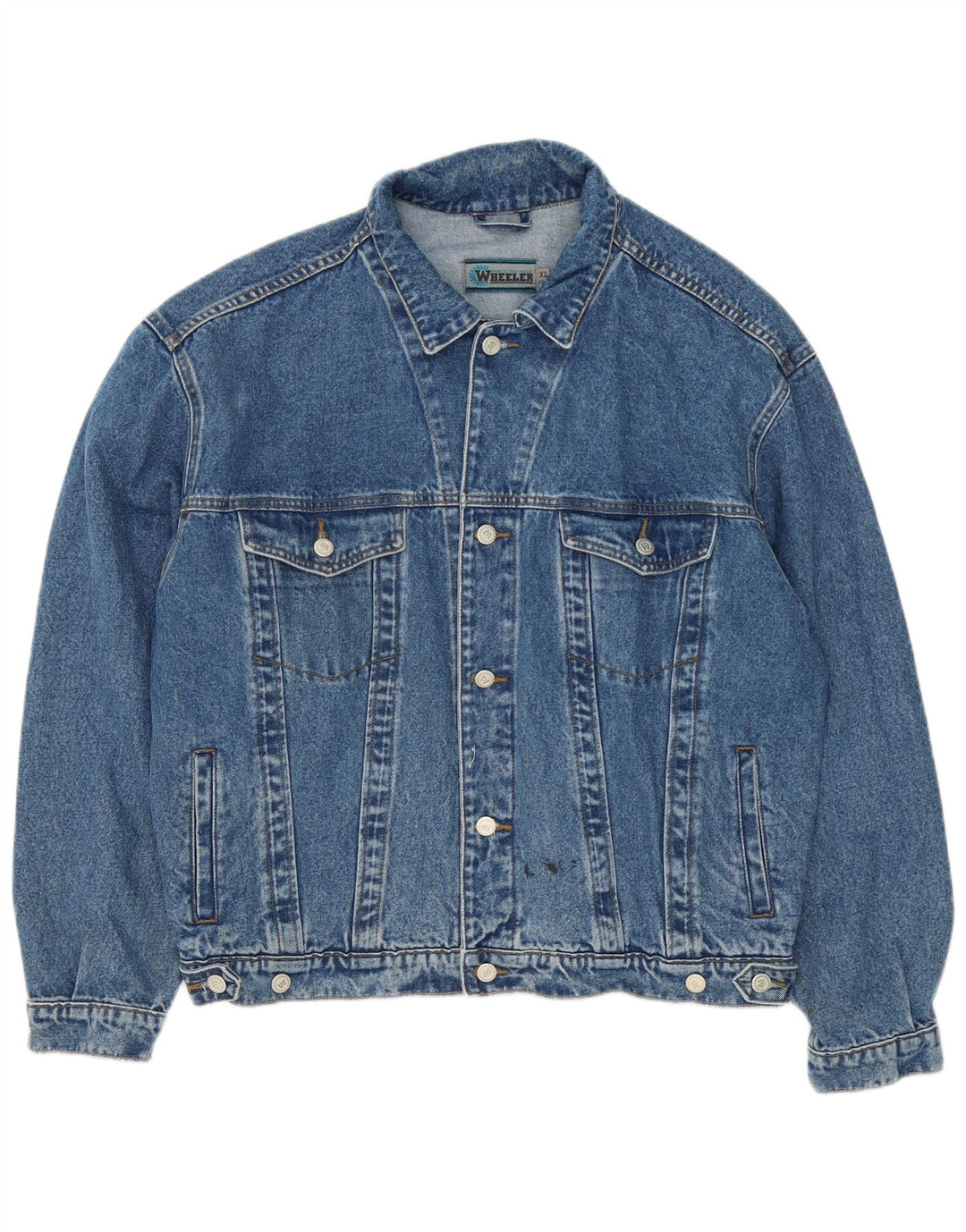 Vintage hombres chaqueta de mezclilla Reino Unido 42 XL algodón azul