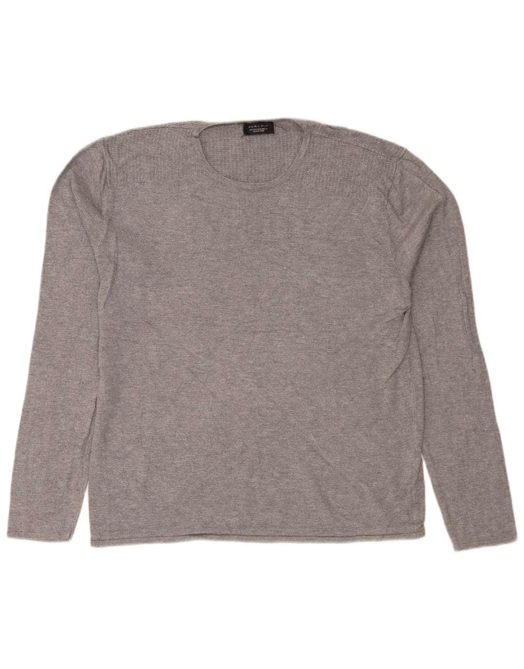 Zara Hombre Jersey Cuello Redondo Jersey XL Gris Viscosa