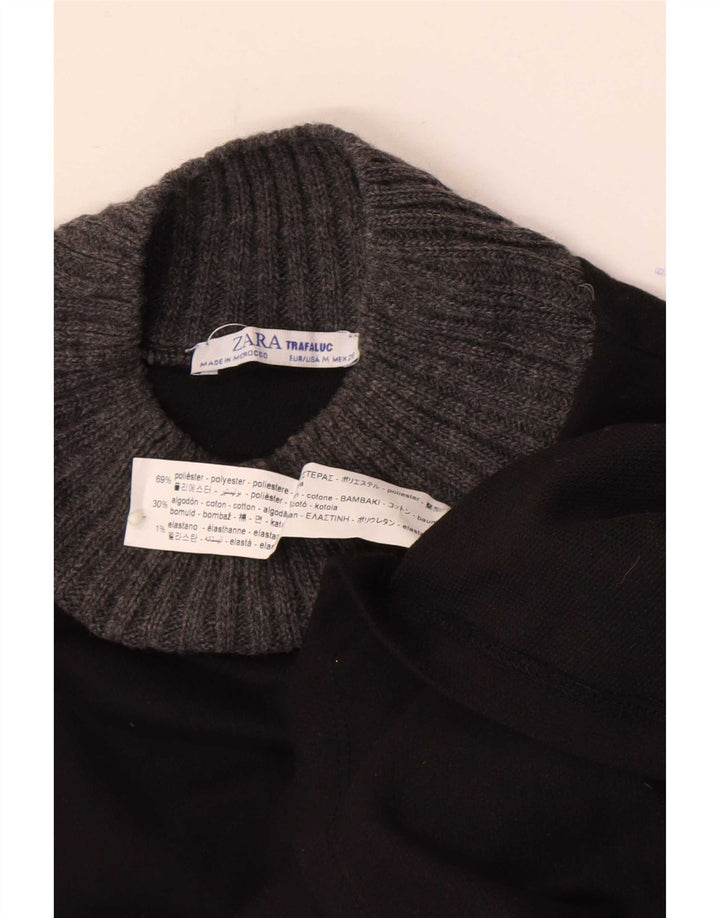 Zara Mujer Trafaluc Vestido Recto UK 42 Mediano Negro Colorblock Poliéster