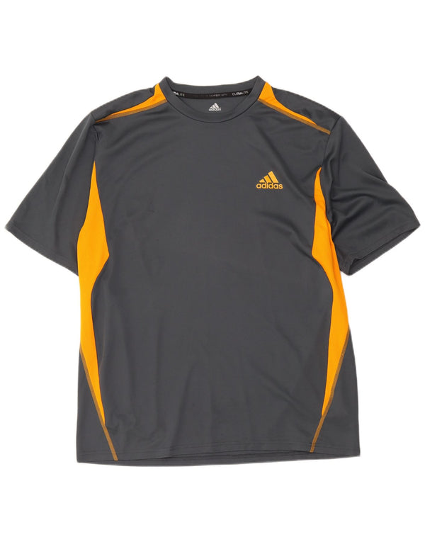 Adidas Hombre Climalite Camiseta Top XL Gris Colorblock Poliéster