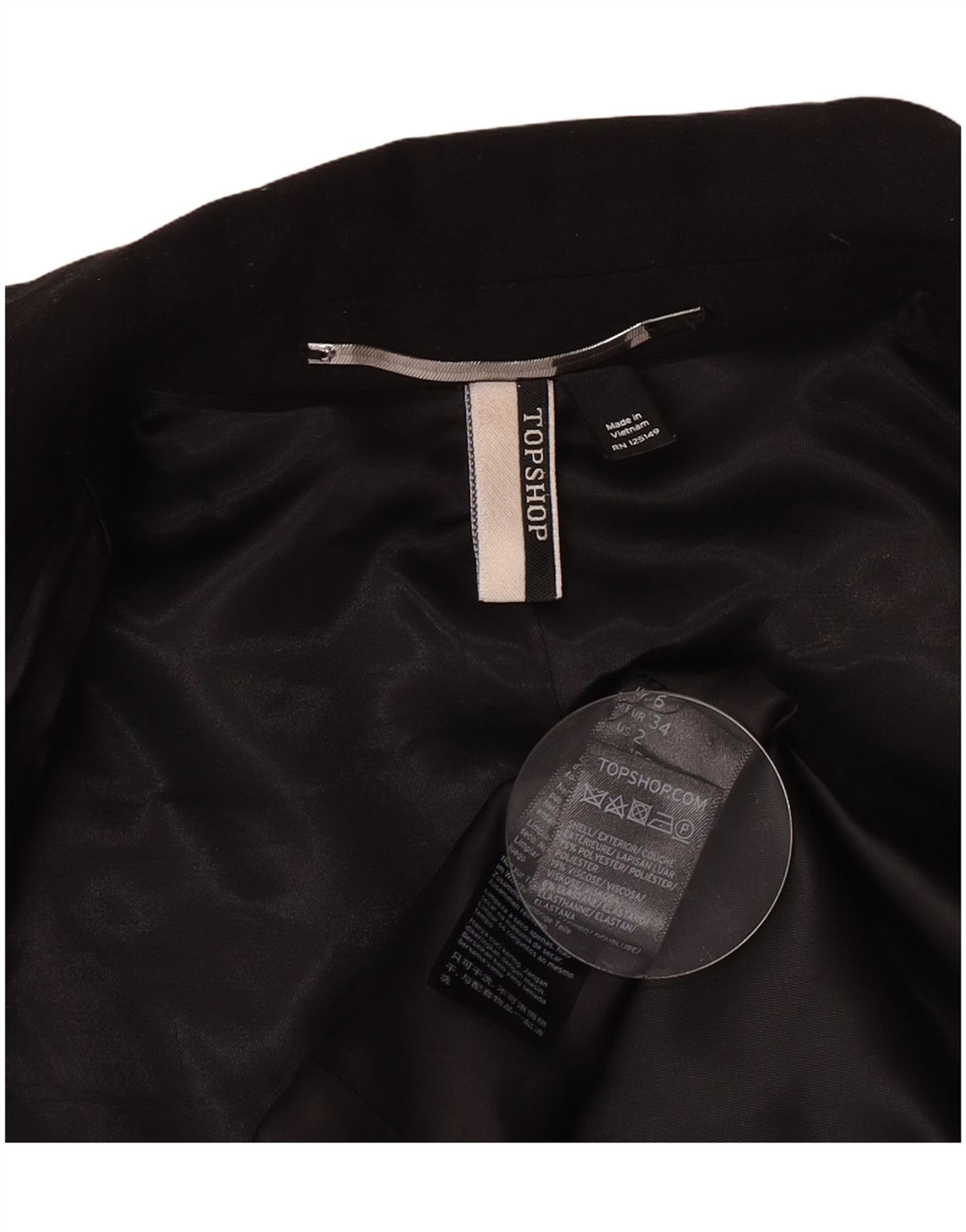 Topshop Chaqueta tipo blazer con 1 botón para mujer UK 6 XS Poliéster negro