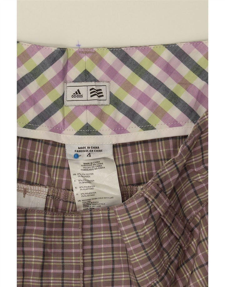 ADIDAS Womens Casual Shorts US 4 Small W30  Brown Check Polyester Vintage Adidas and Second-Hand Adidas from Messina Hembry 