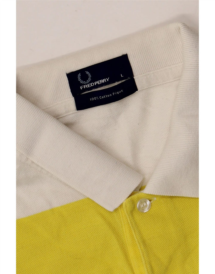 Polo Fred Perry Hombre Grande De Algodón A Rayas Amarillas