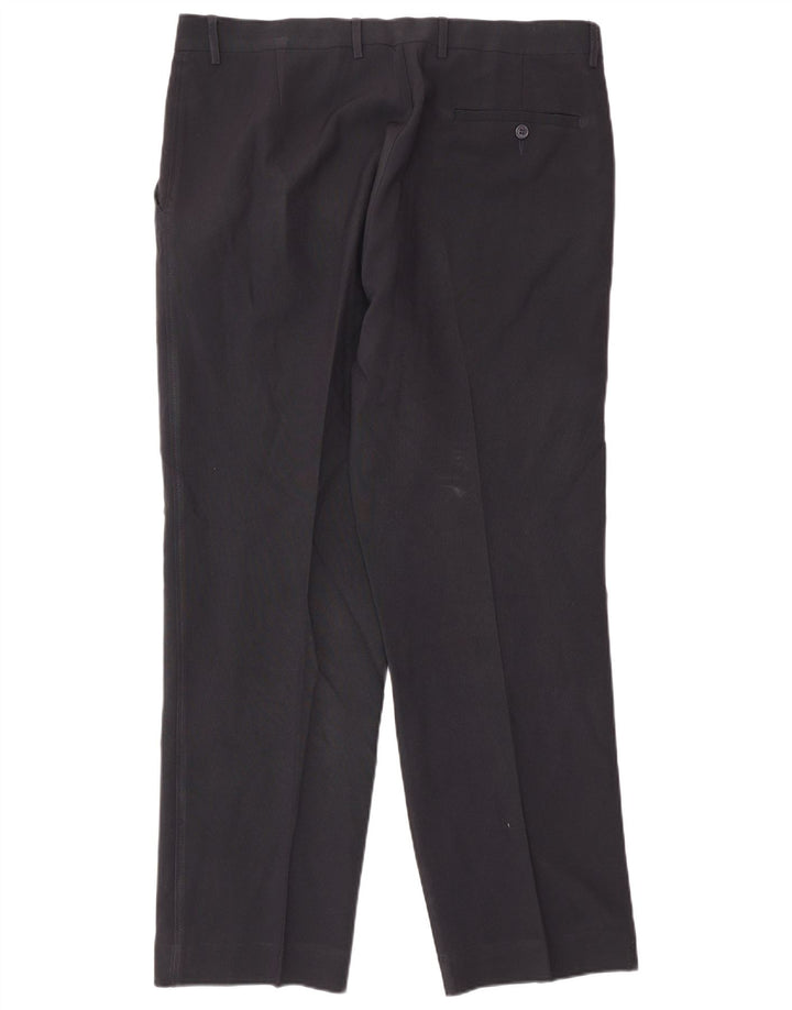 Marks & Spencer Pantalón de traje recto para hombre W36 L31 Poliéster azul marino