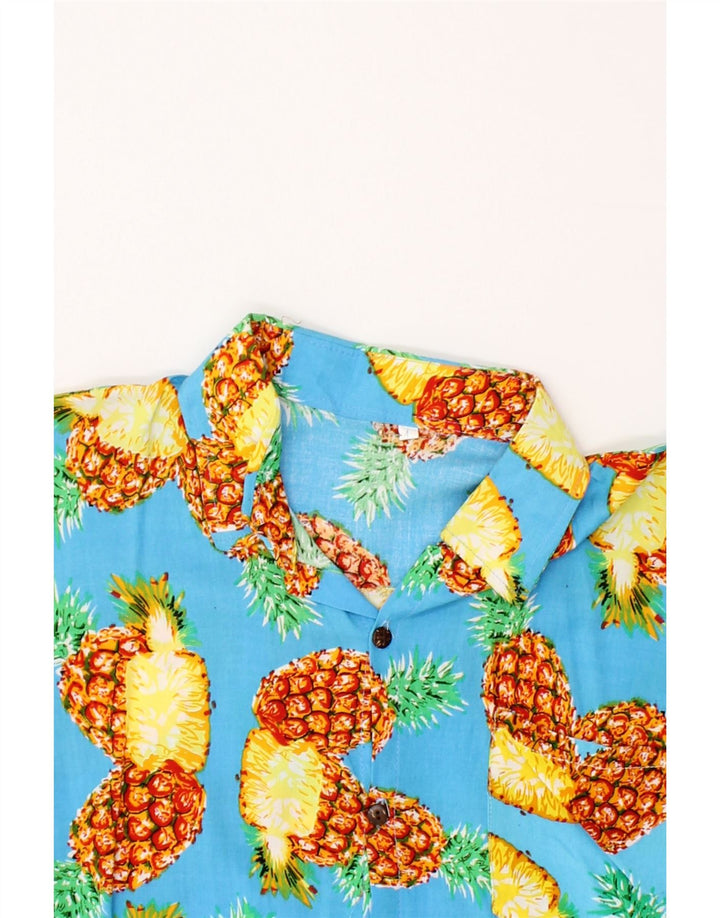 VINTAGE Mens Abstract Pattern Short Sleeve Shirt Small Blue Vintage Vintage and Second-Hand Vintage from Messina Hembry 