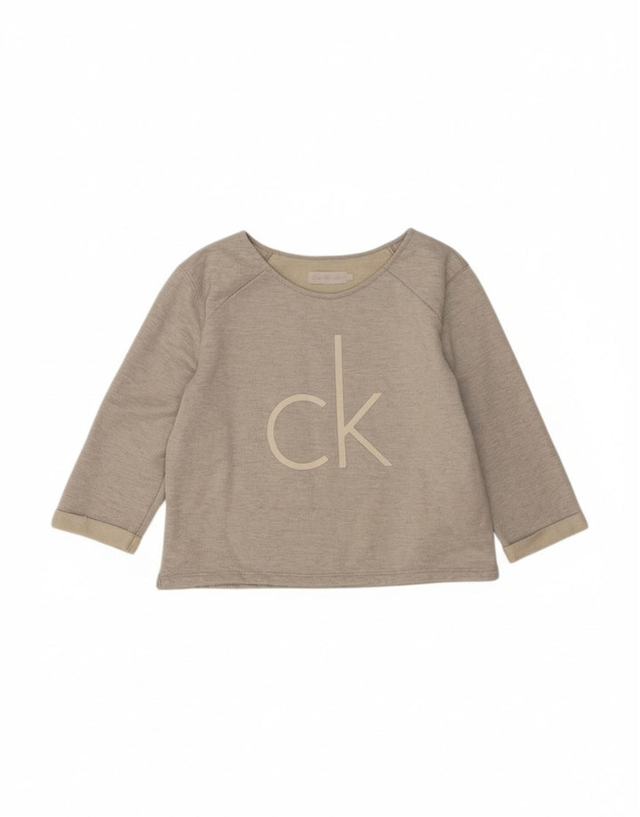 CALVIN KLEIN JEANS Womens Graphic Sweatshirt Jumper UK 14 Medium Grey
