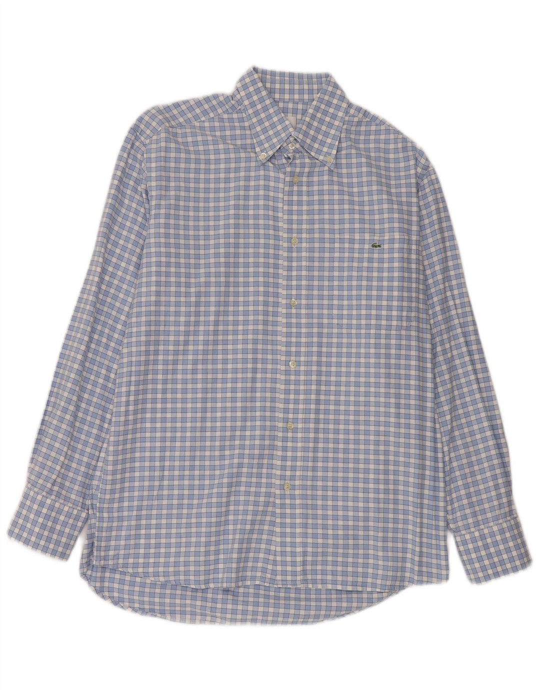 Camisa Lacoste Hombre Talla 40 Algodón Cuadros Azul Medio