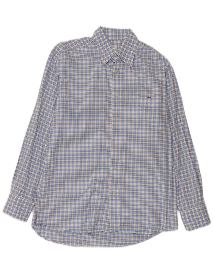 Camisa Lacoste Hombre Talla 40 Algodón Cuadros Azul Medio