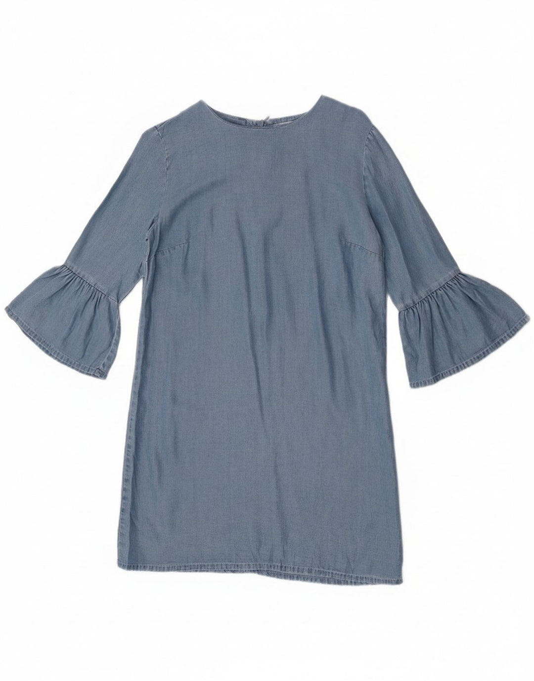 Zara Vestido recto de manga 3/4 para mujer UK 10 Small Blue Lyocell