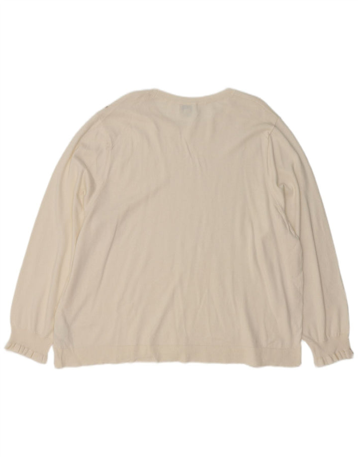 J. CREW Suéter tipo jersey con cuello redondo para mujer UK 22 3XL Algodón blanco roto